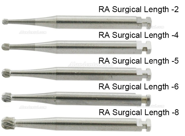 10Pcs RA Surgical Length 2 4 5 6 8 Burs Dental Latch-type Shank Carbide Surgical Bur